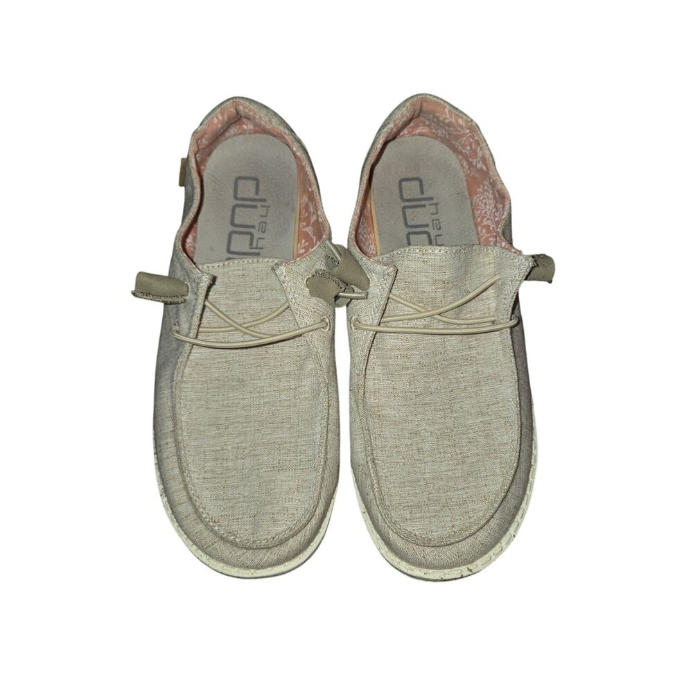 Hey Dude Women's Wendy Chambray Light Grey Casual Slip-On Shoes.